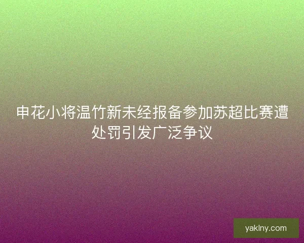 申花小将温竹新未经报备参加苏超比赛遭处罚引发广泛争议
