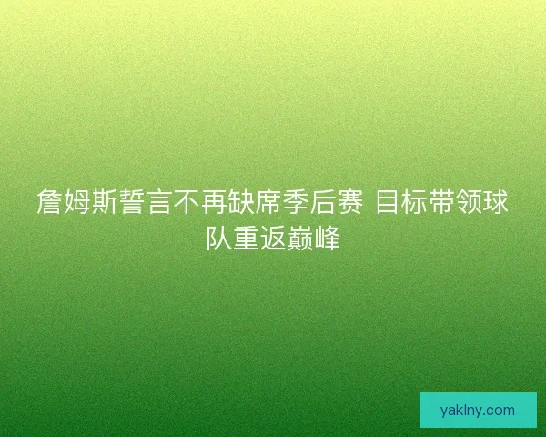 詹姆斯誓言不再缺席季后赛 目标带领球队重返巅峰